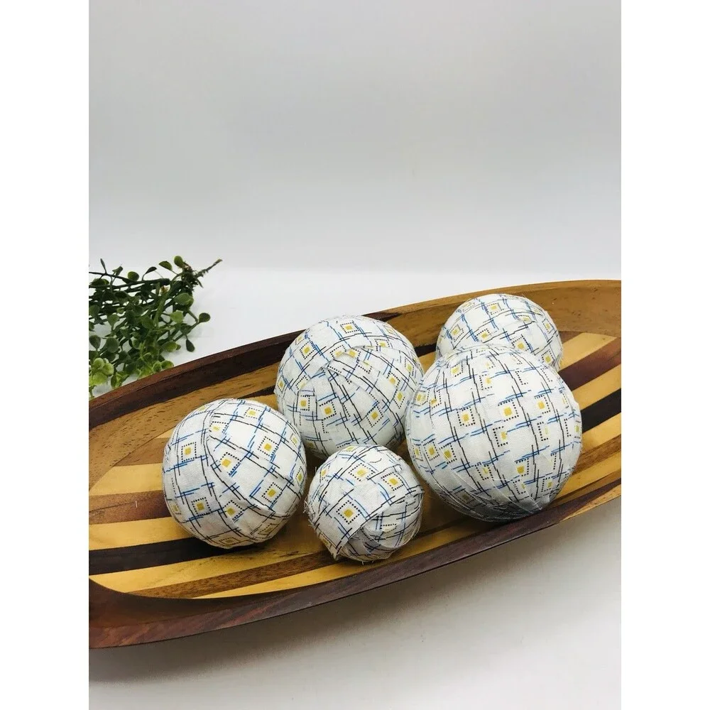 Lot of 5 Styrofoam Fabric Covered Coffee Table Balls Handmade Balls Only NO DISH